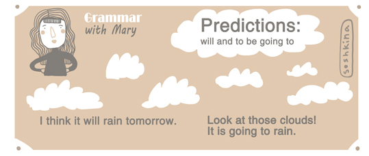 Grammar with Mary. Predictions: will and to be going to